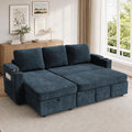 VASAGLE Canapé d'Angle Convertible 3 Places - Rangement Sous Assise, Réversible, Bleu Marine