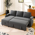 VASAGLE Canapé d'Angle Convertible 3 Places - Rangement Intégré, Réversible, Velours Gris
